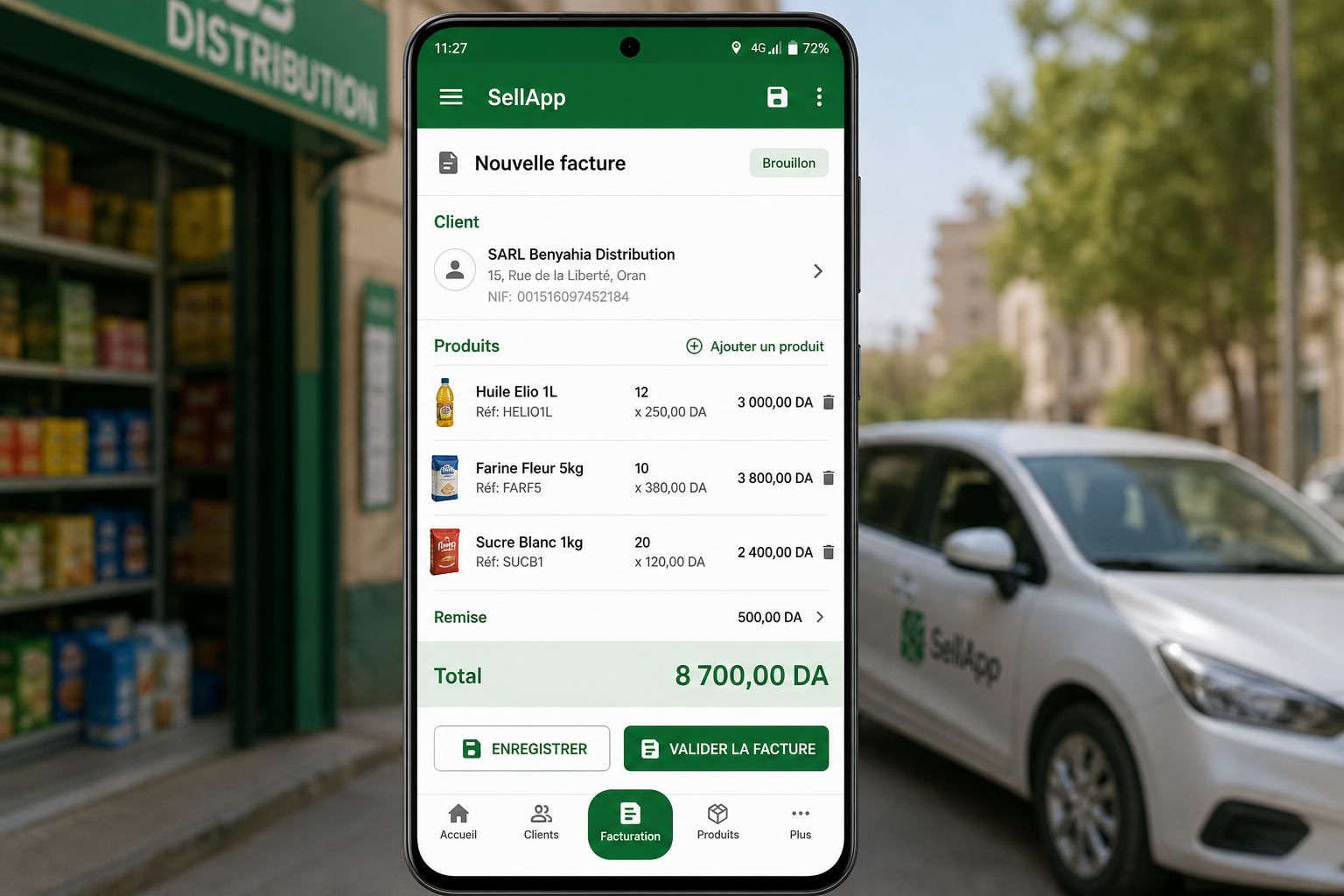 Aperçu application mobile commerciale